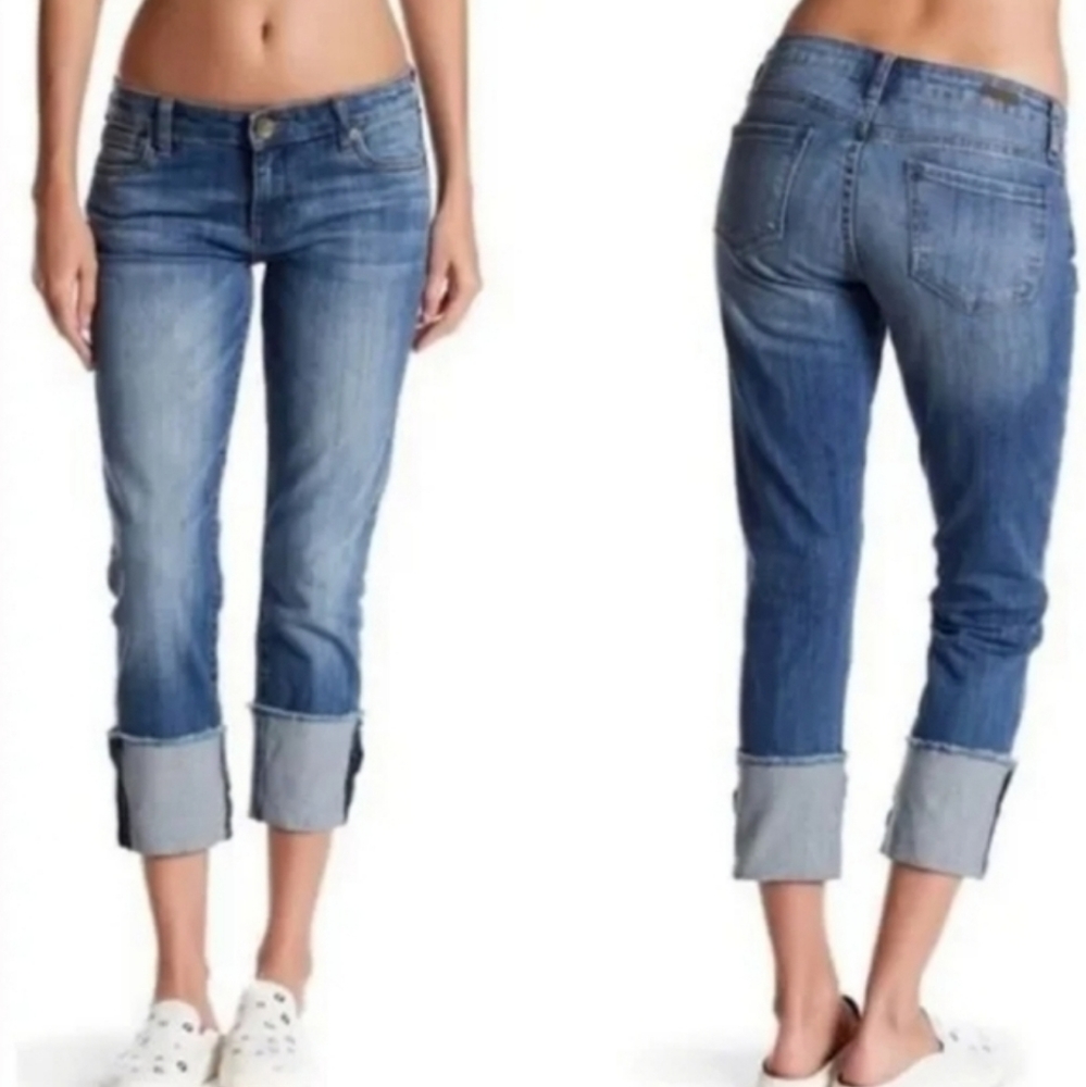 KUT from the Kloth Cameron Straight Leg Rolled Jeans Size 12